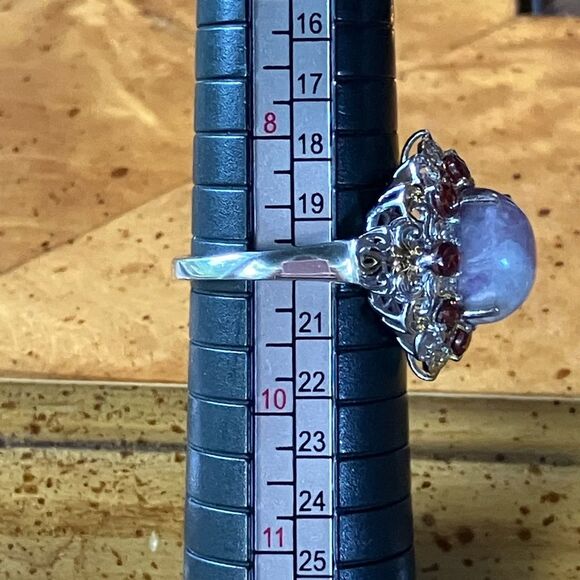 Tiffany Stone Red Garnet Sterling Silver Cocktail Ring Size 9 - Picture 8 of 9